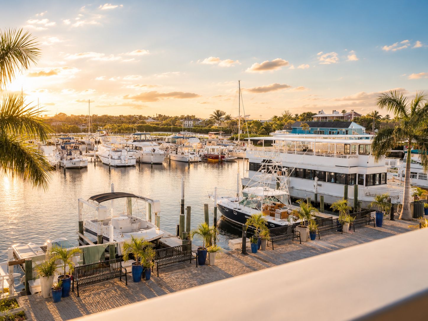 Punta Gorda marina at golden hour, Charlotte Harbor, Florida