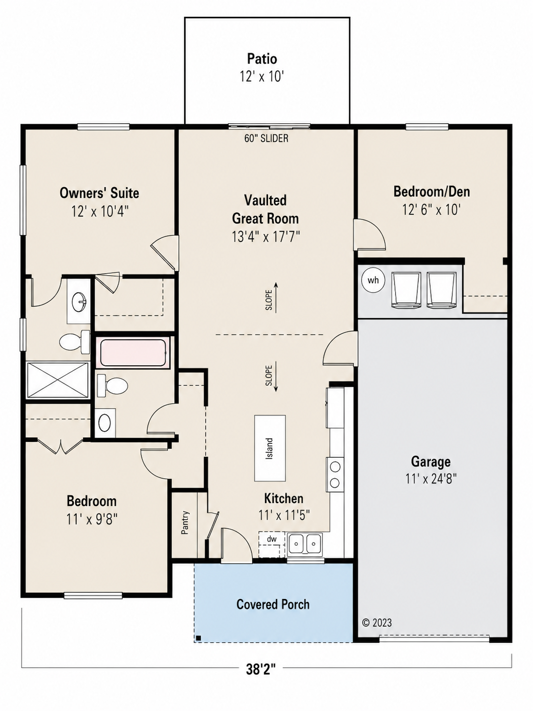 The Sparrow floor plan — 3 bedroom